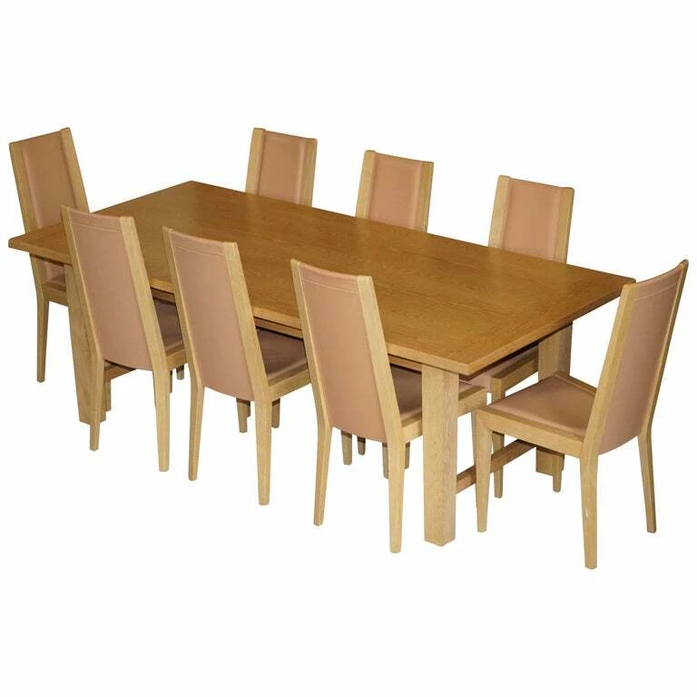 RRP £9,600 HABITAT ENGLISH OAK DINING TABLE & 8 POTOCCO LEATHER DINING CHAIRS - Image 1 of 4