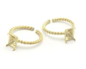 Octagon Twisted Ring Base Adjustable Ring Bezel Raw Brass (8x6mm blank) OZ4397 - Picture 1 of 2