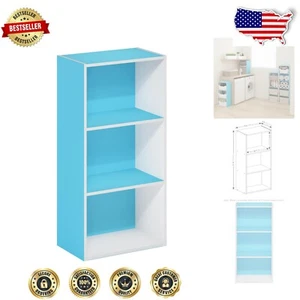 Compact Light Blue 3-Tier Bookcase for Stylish Home Storage and Organization - Picture 1 of 9