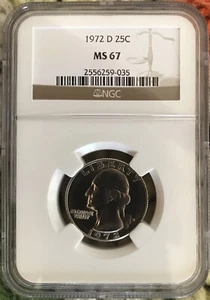 1972 D Washington Quarter 25c MS67 NGC MS 67 - Picture 1 of 2