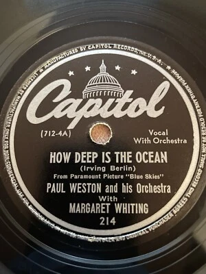 Capitol 214 - 78rpm Record - Paul Weston - How Deep Is The Ocean / Might As Well - Image 1 of 4