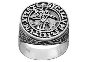 Templeritter Ring Sterling Silber 925 Freimaurer Siegelring Handmade Schmuck - Bild 1 von 6