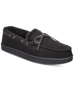 Club Room Mens Moccasin Slippers Black Size Medium 8 to 9 - Picture 1 of 1