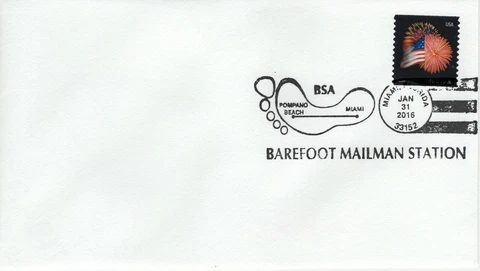 SCOUT CANCEL - BSA BAREFOOT MAILMAN STATION, MIAMI, FLORIDA  2016 SC881 Cover