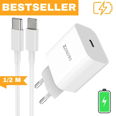 Ladekabel 20W Schnellladegerät USB C Adapte für iPhone 11 12 13 14 X 15 Pro Max - Bild 1 von 4