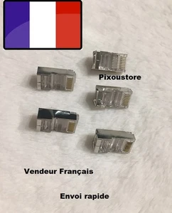 Lot de 5 fiches RJ45 en fer/plastique blindées catégorie 6 à sertir neuves 5-21 - Picture 1 of 4