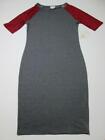 NWT Lula Roe Womens Size XS T-Shirt Dress Gray Boat Neck Short Sleeve Fitted