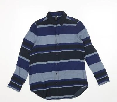 Raw Blue Mens Blue Striped Polyester blend Size XS Collared - Image 1 of 4