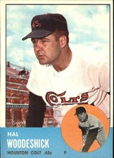 1963 Topps Houston Colt .45s Baseball Card #517 Hal Woodeshick - NM