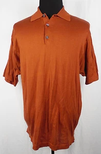 Camisa polo suéter de algodón mercerizado Listo para hombre naranja oscuro S/S L hecha en Italia - Imagen 1 de 2