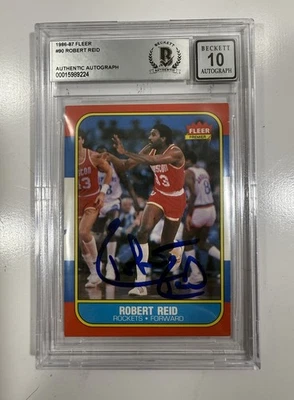 Robert Reid Signed Autographed 1986-87 Fleer Card #90 Beckett Auto 10 - Image 1 of 2