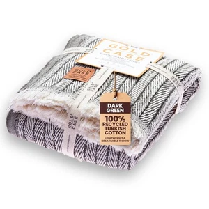 Gold Case Throw Blanket for Couch – 100% Recycled Turkish Cotton Blankets & T... - Picture 1 of 9