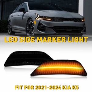 2PCS For 2021-up Kia K5 Smoked Amber LED Front Bumper Side Marker Light Assembly - Picture 1 of 13