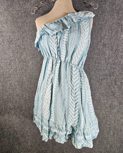 Valentina Naldi Made In Italy Ruffle Trim One Shoulder Linen Dress Size Large - Picture 1 of 6
