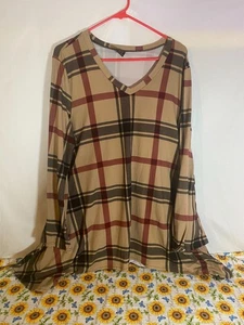 Lildy Tan & Black Long Sleeve Hem Tunic L-XL - Picture 1 of 5