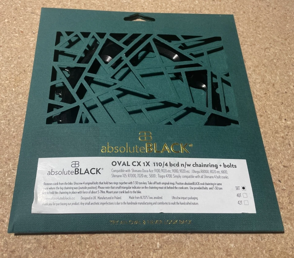 Corrente oval absolutBLACK 110 assimétrica BCD CX 1X, 38T - preta - Imagem 1 de 1