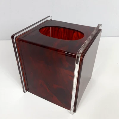 De colección L & R Enterprises Cali Lucite Acrílico Transparente y Rojo Pañuelo Caja Soporte Foto 1 de 4