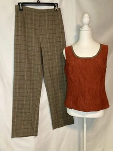 70’s Style Perceptions New York Pant Suit Size 8 Jacket Top & Pant Faux Suede - Picture 1 of 15