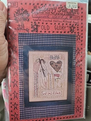 Mulberry Folk Art #231 Limited Ed. Pattern Old Glory Millennial Angel 109/2000 - Image 1 of 4