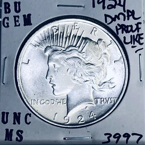1924 P BU GEM PEACE SILVER DOLLAR UNC MS+++ U.S. MINT RARE COIN 3997 - Picture 1 of 3