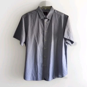 UNTUCKit Button Up Shirt Mens L Regular Fit Blue Cotton White Dots Blue - Picture 1 of 5