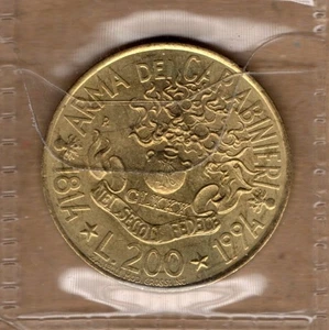 Q288 Moneta Coin ITALIA Repubblica Italiana 200 Lire Carabinieri 1994 - Picture 1 of 1