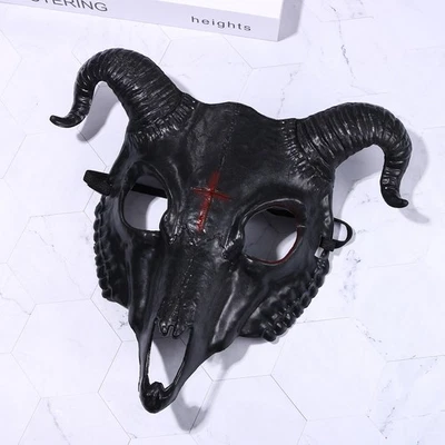Máscara de cabra de Halloween para hombre máscara de miedo facial completa máscara de plástico para teatro de disfraces Foto 1 de 4