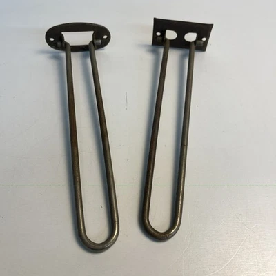 Vintage Steel Hairpin Shelf Brackets Pair 8.5” Industrial Mid Century - Image 1 of 4