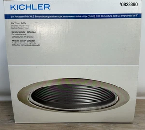 KICHLER 6” Recessed Light Brushed Nickel Trim Kit & Silver Baffle #0828890 - Picture 1 of 7
