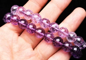 10mm 2Pcs Natural Purple Ah Seiche Amethyst Crystal Bangle Bracelet Handmade - Picture 1 of 6