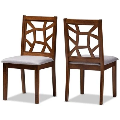 Silla auxiliar de comedor Baxton Studio Abilene en nogal y gris (juego de 2) Foto 1 de 4