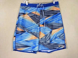 Nike Mens Boardshorts Large Swim Trunks Blue Orange Geometric Pockets XL - Picture 1 of 6