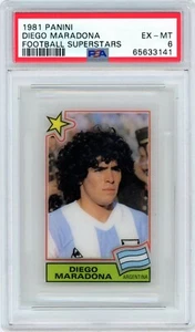 1981 DIEGO MARADONA PANINI FOOTBALL SUPERSTARS (PSA 6) ARGENTINA AFTER PELE - Picture 1 of 2