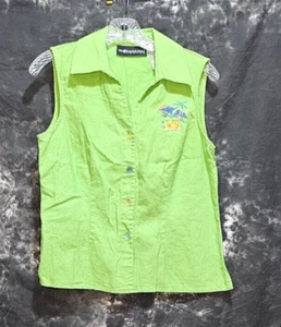 Sag Harbor Dress Petite - Lime Green Sleeveless Top w/ Embroidery - 10P - Picture 1 of 2