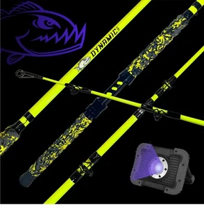 Glow BLACK LIGHT Ready Catfishing Rod: HYBRID (Glass/Carbon Fiber) 2pc - Picture 1 of 3