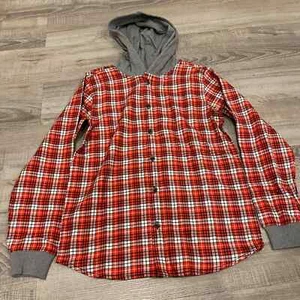 Hanna Adersson Boys' Poppy Holiday Check Plaid Hooded Flannel Jacket - US 10 - Picture 1 of 3