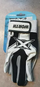 Guantes de bateo Worth Toxic para adultos negros/blancos/grises adultos pequeños - Imagen 1 de 4