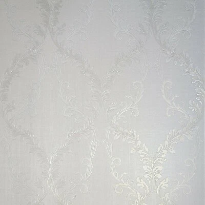Wallpaper White Ivory Textured floral Victorian Damask faux fabric wallcoverings - Image 1 of 4