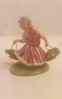 Vtg Ponco Imports Girl With Baskets Of Flowers Figurine Made In Portugal