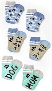 3 Pair DOG THEMED Slipper Socks Clothing Accessory Size 9 to 11 - Picture 1 of 4