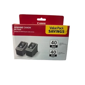 Canon 40 PG-40 Black Ink Cartridge Original 2 Pack NEW Old Stock In BOX - Picture 1 of 6