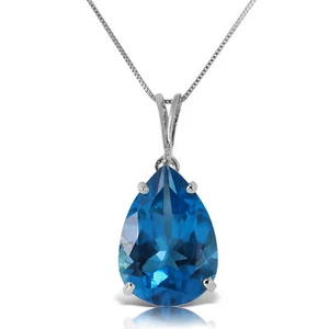 Collar colgante solitario de piedras preciosas azul genuino de 6,5 quilates en 14 k. Oro liso - Imagen 1 de 12