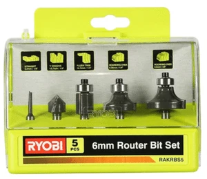 Ryobi 5-piece Router Set 6mm for Routers M18 FTR-0X/ RRT 1600-K/ RRT1400 R18TR - Picture 1 of 1