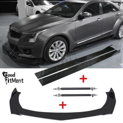 Divisor de labios para parachoques delantero + varillas de puntal + faldones laterales para Cadillac ATS 2014-2018 Foto 1 de 4