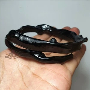 New Craft Genuine Indonesian Black Coral/ Akar Bahar Handmade Bangle Bracelet - Picture 1 of 4