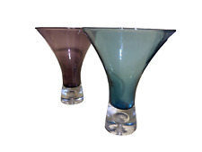 Set of 2 Colorful Tulip Artland Martini Glasses Cocktail Bubble in Base