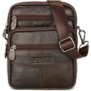 SACOCHE Sac bandoulière Cuir Véritable Hommes Vintage avec Sangle réglable - Imagen 1 de 4