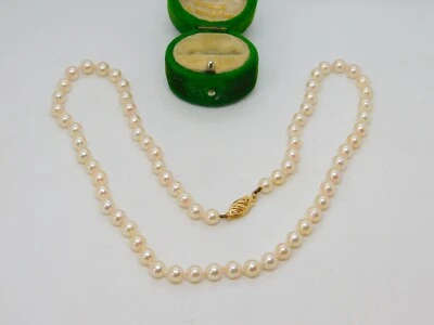 14ct Yellow Gold Clasp Simulated Pearl Necklace Vintage c1980 42cm Length - Image 1 of 4
