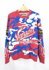 Supreme Vanson Leathers Sweater Red Camo Knit Pattern Sweater Size L Men's