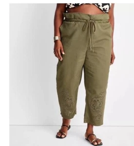Future Collective w/ Jenny K. Lopez High-Waisted Eyelet Pants Women's 20 New - Picture 1 of 3
